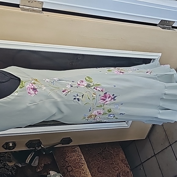 Green beaded dress with cover up - Picture 9 of 16